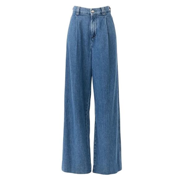 DL1961 Hepburn Wide Leg High Rise Pleated Jeans in Blue Wash Size 29​